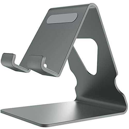 휴대폰, 스마트폰 스탠드 홀더 데스크 알루미늄 데스크탑 핸드폰 거치대 도크 케이블 세트, Anti-Slip 베이스 and 편리한 충전 포트 아이폰, Bedside 테이블, Office-Grey