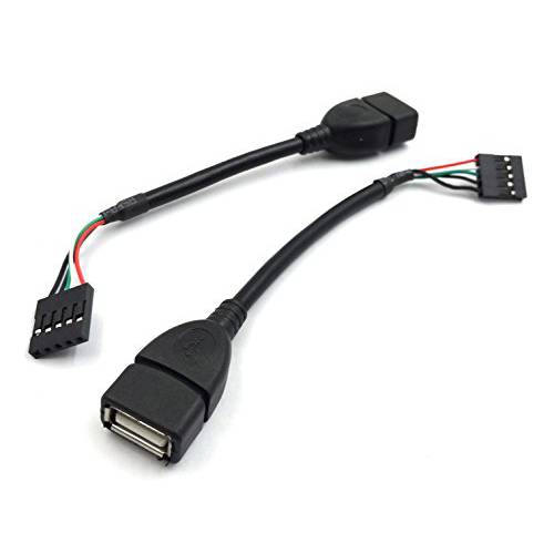 Duttek 5 핀 USB 헤더 to USB 듀폰 케이블, USB 2.0 타입 A Female to 듀폰 5 핀 Female 헤더 메인보드 케이블 케이블 (AF/ 5Pin 0.1M)(2-Pack)