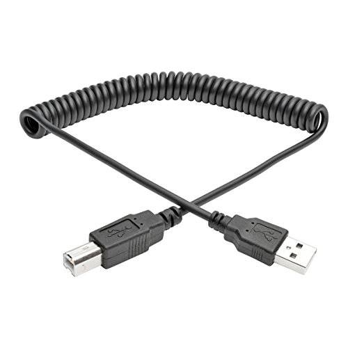 Tripp 라이트 10 ft. Hi-Speed USB 2.0 to USB-B 케이블 (M/ M), 말린케이블, USB Type-A to Type-B (U022-010-COIL), 블랙