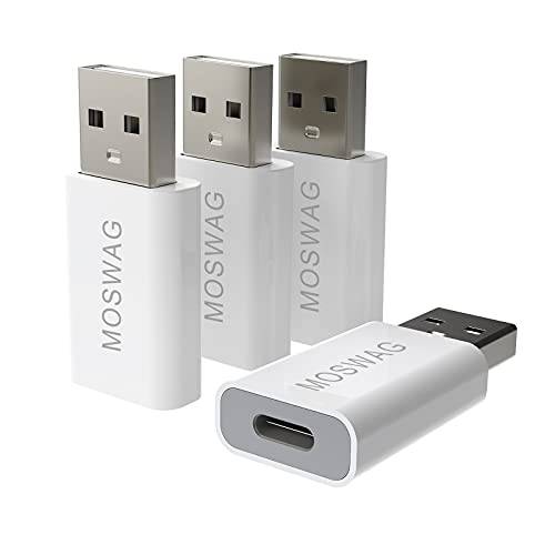 MOSWAG 4 팩 USB 타입 C to USB 어댑터 Type-A to Type-C 어댑터 컨버터, 변환기 USB C Female to USB Male 어댑터 호환가능한 애플 MagSafe 충전기, 아이맥, 맥북 프로, 맥북, 노트북, PC, 컴퓨터 and More