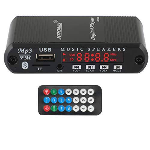 블루투스 오디오 리시버 FM 라디오, MP3 디지털 플레이어, LED 4-Digital 디스플레이, SD 카드/ USB 재생 3.5mm 오디오 Output(Black)