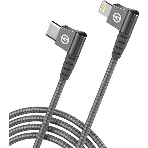 Galvanox 직각 라이트닝 to USB-C 케이블 (애플 MFi 인증된) Braided 아이폰 충전기 L-Shape 케이블  고속충전 아이폰 12 프로 맥스/ SE/ 11/ Xs/ XR