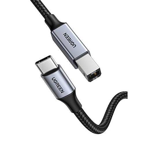 UGREEN USB C to USB B 2.0 프린터 케이블 Braided 프린터 스캐너 케이블 호환가능한 Epson, 맥북 프로, HP, 캐논, Brother, 삼성 프린터 and More 6FT