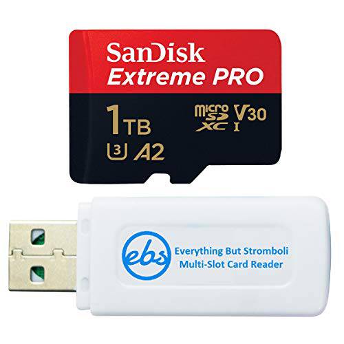 SanDisk 1TB 익스트림 프로 Class 10 마이크로 SD 카드 삼성 폰 Works 갤럭시 노트 20 울트라 5G, Note20 울트라, 노트 10+, Note10 플러스 5G 번들,묶음 (1) Everything But 스트롬볼리 메모리 카드 리더, 리더기