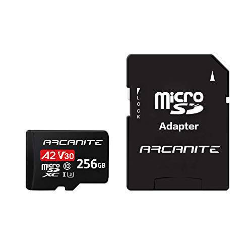 ARCANITE 256GB 마이크로 SDXC 메모리 카드 어댑터포함 - A2, UHS-I U3, V30, 4K, C10, 마이크로 SD - AKV30A2256