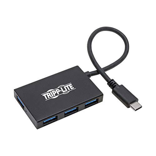Tripp 라이트 세대 1 USB-C 허브, 휴대용 USB-C to USB-A 분배기 충전 and 데이터 전송, 썬더볼트 3, 5 Gbps, 1.5 A, 알루미늄 (U460-004-4A-Al)