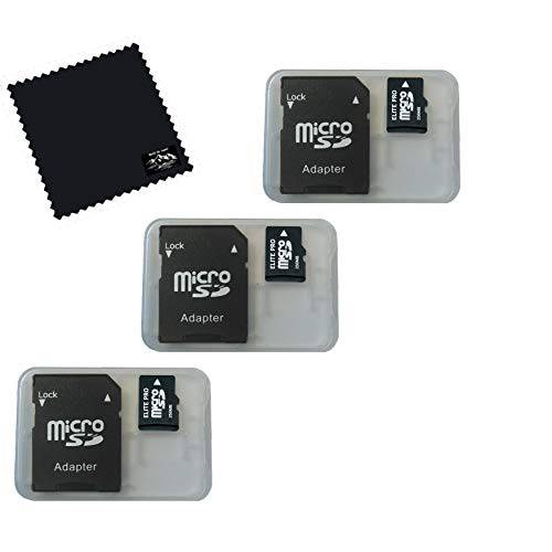 3 팩 256MB 마이크로 SD 메모리 카드 SD 어댑터, 256 MB 마이크로 SD 메모리 카드, 3 팩 마이크로 SDHC TF 마이크로SD TransFlash 카드 마이크로SD to SD 어댑터 and 빌트 To Last 극세사 천