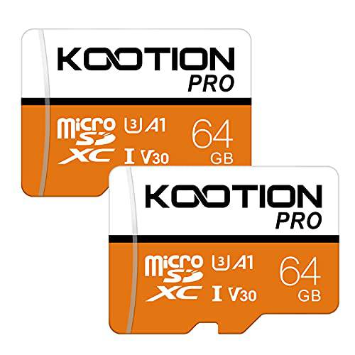 KOOTION 2 팩 64GB 마이크로 SD 카드 울트라 마이크로 SDXC 메모리 카드 U3 고속 UHS-I TF 카드 R 플래시, A1, U3, V30, 64 GB (2 팩)