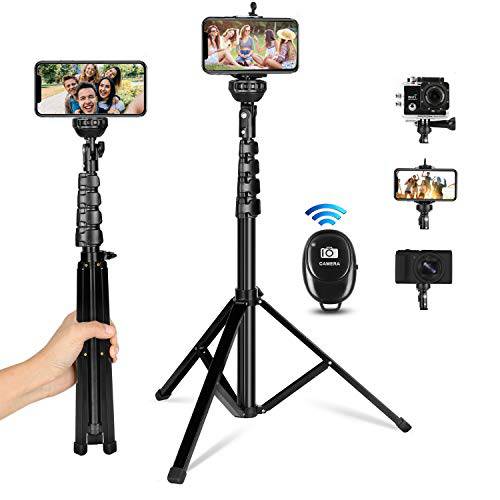 셀피 스틱 삼각대, 62” 확장가능 휴대폰, 스마트폰 삼각대 스탠드 셀피 스틱 무선 리모컨 호환가능한 아이폰 안드로이드 DSLR 카메라 고프로, 아이폰 삼각대 Selfies 비디오 레코딩 라이브 Streamin