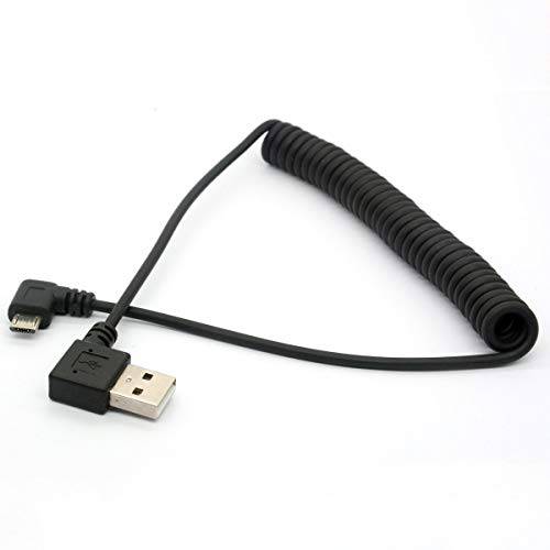 앵글드 USB 케이블, 스프링 말린케이블 USB to Micro-USB 연장 케이블 90 도 USB A to 마이크로 B Male 리드