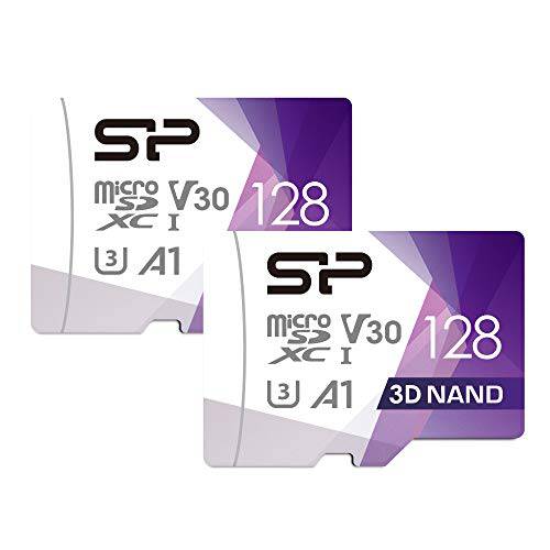 실리콘 파워 2-Pack 128GB 마이크로 SD 카드 U3 Nintendo-Switch 호환가능한, SDXC microsdxc 고속 마이크로SD 메모리 카드 어댑터포함