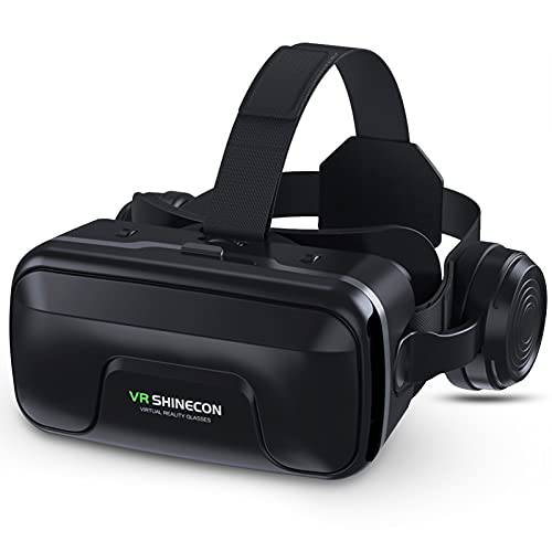 VR 헤드셋, VR 헤드셋 4.7-6.5 인치 아이폰 안드로이드 스마트폰, 3D VR 고글 글라스, 120° FOV 아이 프로텍트 편안, 스테레오 헤드폰,헤드셋