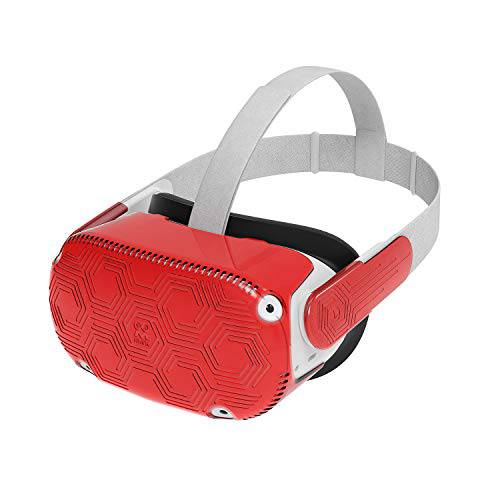 AMVR VR 헤드셋 보호 쉘,  라이트&  듀러블 전면 페이스 커버 오큘러스 퀘스트 2 악세사리, 예방 충돌 and 스크래치 (레드)