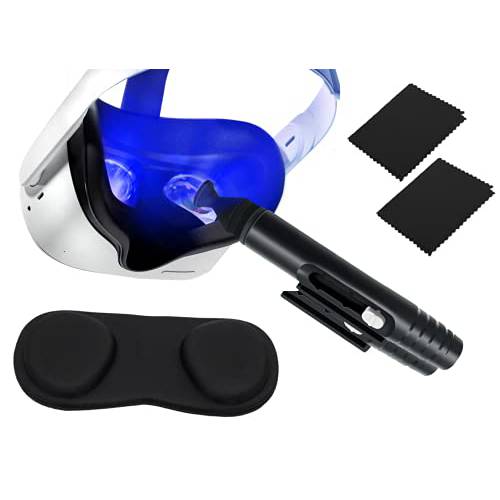VR 우수한 키트: 렌즈 클리닝 펜+  렌즈 커버 오큘러스 퀘스트 2 and 1 (세척가능 보호 안티 스크레치 슬리브)+ 2 극세사 타월 VR 헤드셋…