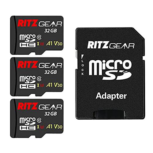 RitzGear 익스트림 퍼포먼스 32GB MicroSDHC 메모리 카드 3-Pack, Class10 V30 A1 U3 UHS1 마이크로 SD 카드 Designed SD 디바이스 That can 캡쳐 풀 HD as Well as raw 사진촬영용