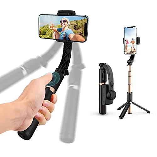 짐벌 스테빌라이저 셀피 스틱 아이폰: 휴대용 소형,휴대용 Gimble  삼각대&  리모컨  휴대폰, 스마트폰 카메라&  삼성 안드로이드 스마트폰 레코딩 비디오& Vlogging on TikTok&  유튜브