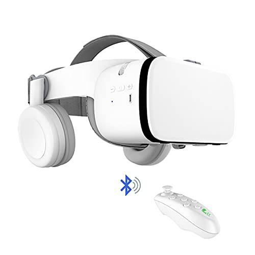 VR 헤드셋 휴대폰 3D VR 글라스  영화&  게임 블루투스 VR 글라스  리모컨 VR 글라스 무선 헤드셋 아이폰/ 삼성 호환가능한 iOS/  안드로이드 (화이트)