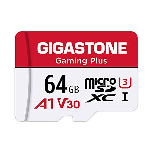 [Gigastone] 64GB 마이크로 SD 카드, 게이밍 플러스, MicroSDXC 메모리 카드 Nintendo-Switch, 스마트폰, 파이어 태블릿, 태블릿PC, 4K UHD 비디오 레코딩, UHS-I U3 C10 A1 V30, up to 95MB/ S, 마이크로SD to SD 어댑터