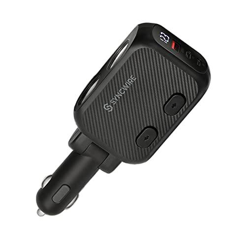 Syncwire 시거잭 분배기 150W 2-Socket, USB C 차량용충전기 듀얼 USB Type-C 포트 USB QC3.0 자동차 어댑터 Separate 스위치 Built-in 교체가능 15A 퓨즈 호환가능한 아이폰/ 갤럭시/ GPS/ 대시보드 캠