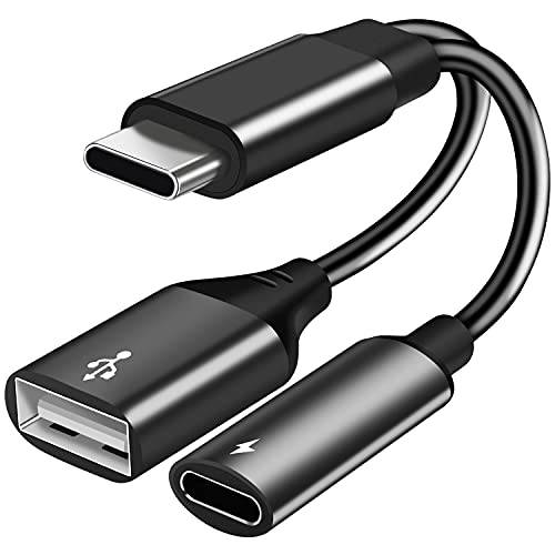 USB C to USB 어댑터 타입 C 충전, 2 in 1 타입 C 3.0 OTG 분배기 60W PD 고속충전 호환가능한 갤럭시 S21 S20 S20+ 노트 20/ 10, 스위치, LG V40 V30 G8, 구글 Pixel4 XL, 구글 TV 2020