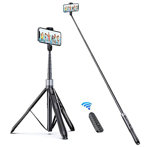 ATUMTEK 60 셀피 스틱 삼각대,  올인원 확장가능 폰 삼각대 스탠드 블루투스 리모컨 360° 회전 아이폰 and 안드로이드 폰 Selfies, 비디오 레코딩, Vlogging, 라이브 스트리밍, 블랙