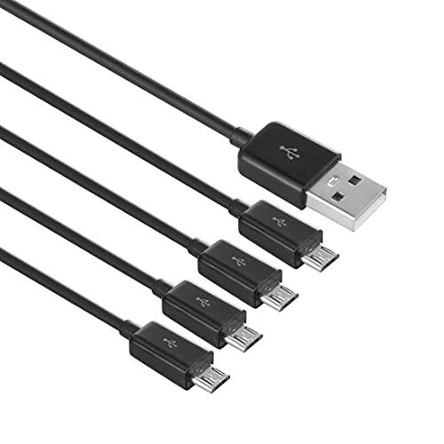 멀티 마이크로 USB 충전 케이블, 4 in 1 USB 2.0 A Male to 4 마이크로 USB Male, 마이크로 USB 분배기 케이블, 1.5ft/ 0.5M (블랙)