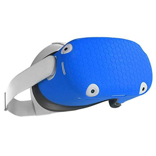 TATACO 오큘러스 퀘스트 2 VR 쉘 실리콘 페이스 보호 커버 - Sweat-Proof, Non-Slip, 세척가능, 안티 스크레치 안티 먼지 안티 충격 (블루)