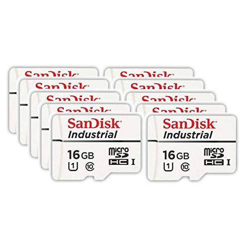 SanDisk 산업용 16GB 마이크로 SD 메모리 카드 Class 10 UHS-I MicroSDHC (벌크, 대용량 10 팩) in 케이스 (SDSDQAF3-016G-I) 번들,묶음 (1) Everything But 스트롬볼리 카드 리더, 리더기