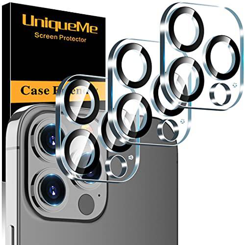 [3 팩] UniqueMe 카메라 렌즈 보호 호환가능한 아이폰 13 프로 맥스 6.7 인치/ 아이폰 13 프로 6.1 인치 강화유리, [케이스 친화적] Scratch-Resistant 간편 설치 - 나이트 원