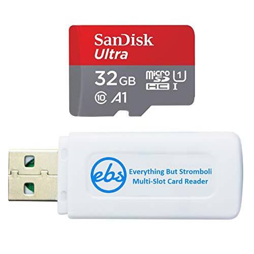 SanDisk 울트라 32GB 마이크로 SD 메모리 카드 Works Wyze 캠 아웃도어, Wyze 캠 v3 스마트 카메라 Class 10 U1 UHS-I ( SDSQUA4-032G-GN6MN) 번들,묶음 (1) Everything But 스트롬볼리 마이크로 SDHC& SD 카드 리더, 리더기