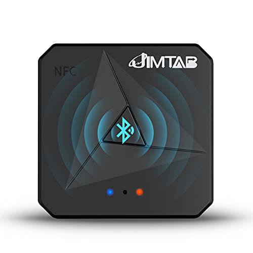JIMTAB 블루투스 5.0 송신기/ 리시버 휴대용 하이파이 무선 오디오 AUX 어댑터 Built-in NFC 프로젝터/ 자동차 TV/ 스피커/ 폰/ 블루투스 헤드폰