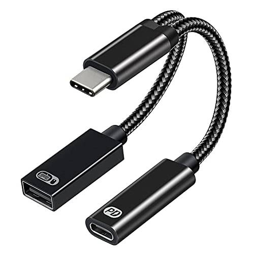 USB C to USB 어댑터, 2-in-1 USB 타입 C to OTG 케이블 On The 고 PD 60W 고속충전 타입 C Male to USB C 어댑터 호환가능한 맥북 프로/ 에어, 갤럭시 S20 S20+ 울트라 S8 S9 노트 10