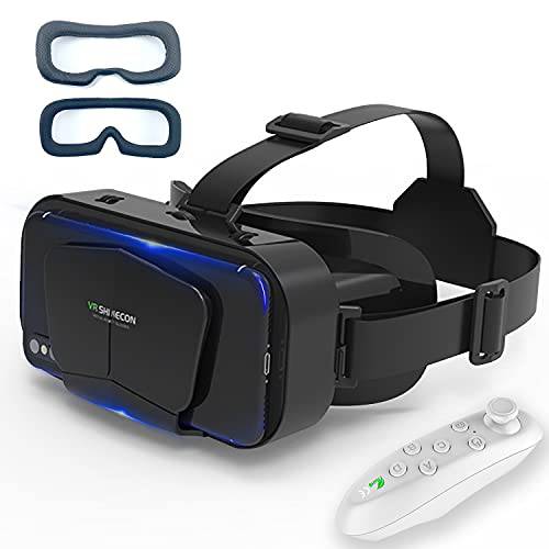 VR 헤드셋 VR VR 3D 글라스 VR 세트 3D VR 고글, 조절가능 VR 글라스 지원 7.2 인치 [with 컨트롤러+ 2 blindfolds]