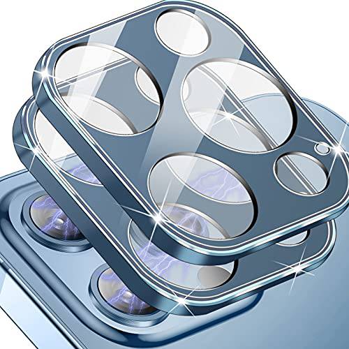JOLOJO 2 팩 카메라 렌즈 보호 호환가능한 아이폰 13 Pro(6.1)/ 13Pro Max(6.7) 악세사리 강화유리 화면보호필름, 액정보호필름 파편/ Scratch-Resistant, 케이스 친화적, 울트라 클리어- 시에라 블루