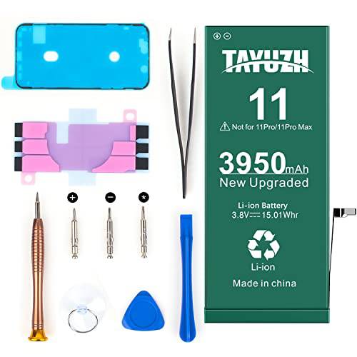 [3950 mAh] 배터리 아이폰 11 업그레이드된 TAYUZH 하이 용량 Li-Polymer 배터리 교체용 ONLY 아이폰 11 (A2111, A2223, A2221) 교체용 툴 키트