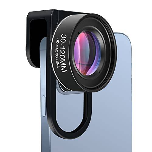 매크로 렌즈 핸드폰 카메라 사진촬영용 연장, COSULAN 부착식 렌즈 안드로이드 스마트폰 아이폰 픽셀 갤럭시 OnePlus 휴대폰, 4K UHD 매크로 렌즈 30-120mm The 프리미엄 범용 클립