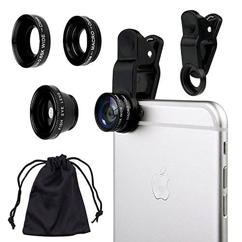 아이폰 8+ 블랙 범용 3 in 1 카메라 렌즈 키트 - 마이크로, 와이드 앵글 and 피쉬 아이