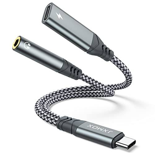 USB C to 3.5mm 헤드폰 and 충전기 어댑터, 2-in-1 USB C to AUX 마이크 잭 동글 케이블 PD 60W 고속충전 스테레오, 이어폰, 호환가능한 갤럭시 S20/ S21 노트 20/ 10, 구글 픽셀 2/ 3/ 4 XL