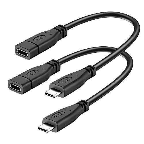 USB C 연장 Cable(2pcs), Murose 숏 USB C 케이블 10gbps, USB 3.1 타입 C Male to Female 케이블, 숏 USB C to USB C Cable(0.65FT) 블랙 호환가능한 삼성, Dell, 화웨이 and More