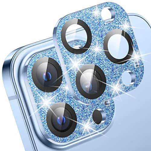Goton 카메라 렌즈 보호 아이폰 13 프로 맥스 6.7 아이폰 13 프로 6.1 - 강화유리 Bling 보호 필름 풀 커버 글리터, 빤짝이 악세사리 여성용, 아이폰 13 프로 맥스/ 프로 2021 (블루 글리터, 빤짝이)