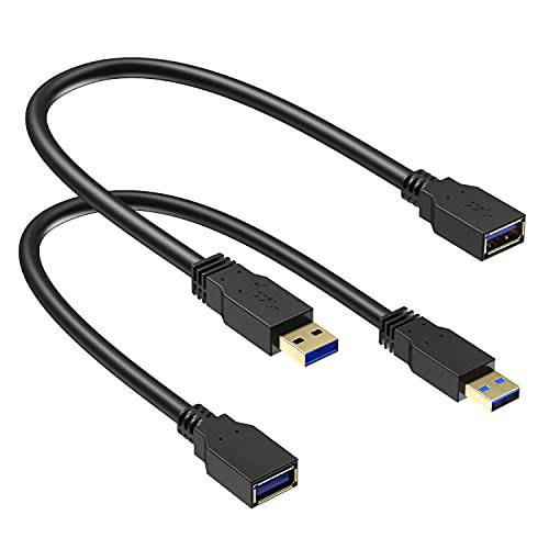Xxone USB 3.0 연장 케이블 1ft, 2 팩 타입 A Male to Female 연장 케이블 듀러블 Braided 5Gbps 데이터 전송 호환가능한 USB 키보드 마우스 플래시드라이브 하드디스크 프린터 1FT