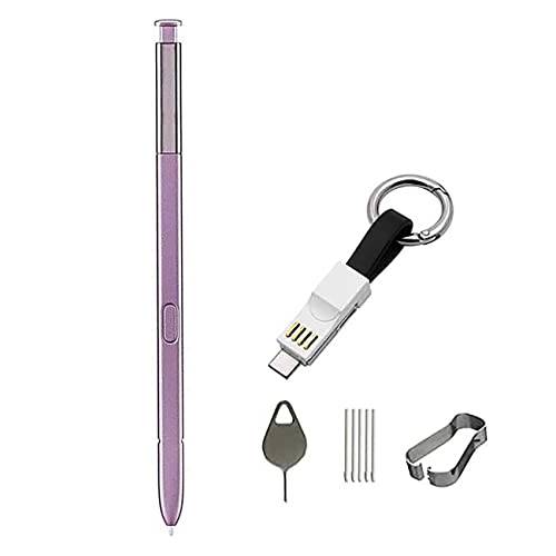 갤럭시 노트 9 스타일러스 교체용 삼성 갤럭시 노트 9 SM-N960 펜 노트 9 펜 Note9 스타일러스 Pen(with 블루투스)+ USB to Type-C 어댑터+ 팁/ 펜촉 교체용+ Eject 핀 (퍼플)
