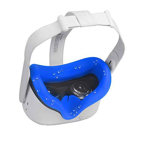 Zaracle VR 페이스 실리콘 커버 오큘러스 퀘스트 2 VR 헤드셋 소프트 페이스 쿠션 커버 Anti-Sweat (블루)