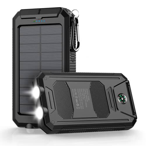 Power-Bank-Portable-Charger-Solar - 36800mAh 방수 휴대용 외장 백업 배터리 충전기 Built-in 듀얼 QC 3.0 5V3.1A 고속 USB and 플래시라이트,조명 모든 폰 and 전자제품 디바이스 (블랙)