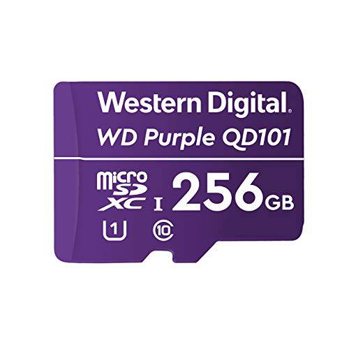 Western 디지털 WD 퍼플 SC QD101 256GB 스마트 비디오 감시 microSDXC 카드, 울트라 지구력 Up to 128 TBW