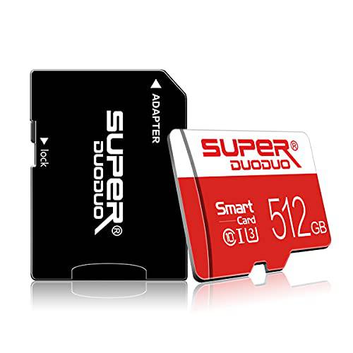 마이크로 SD 카드 512GB a SD 카드 어댑터, Class 10 TF 메모리 카드/ T-Flash 카드 고속 SD 메모리 카드 카메라 태블릿, 태블릿PC 컴퓨터 폰 감시 Tachograph 드론