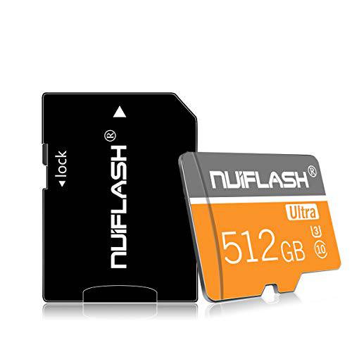 마이크로 SD 카드 512GB (Class 10 고속) 메모리 카드/ TF 카드 어댑터포함 카메라, 폰, 컴퓨터, 감시, 드론