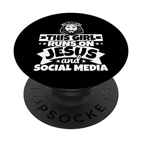 걸 runs on Jesus and Social 미디어 PopSockets 스왑가능 PopGrip