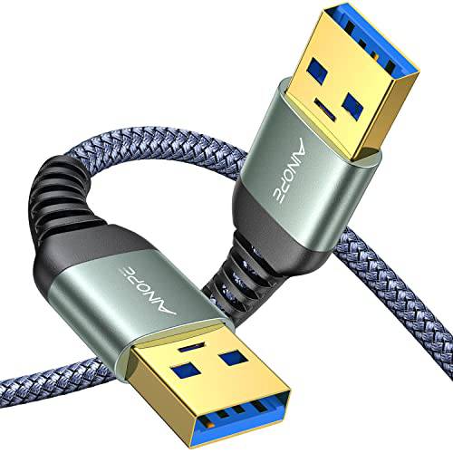 AINOPE USB to USB 케이블, USB 3.0 to USB 3.0 케이블 [1.5FT][Never Rupture] USB A Male to Male 케이블 더블 End USB 케이블 호환가능한  하드디스크 인클로저, DVD 플레이어, 노트북 Cool-Grey