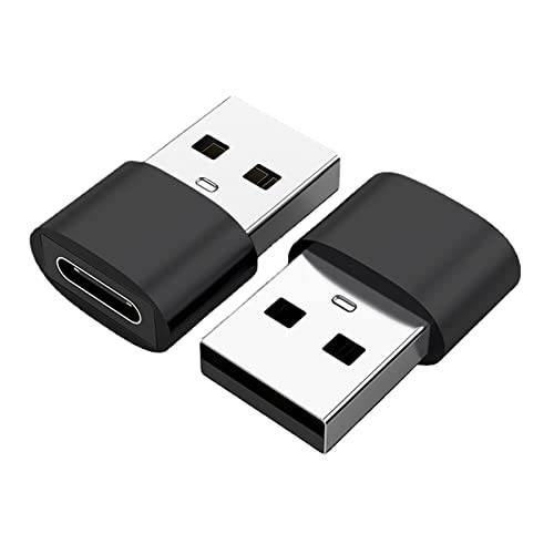 USB C Female to USB Male 어댑터 2-Pack, UV-CABLE 타입 A to USBC 충전기 케이블 파워 컨버터, 변환기 아이폰, 미니 맥스, 삼성, i-Watch 시리즈, Afor 노트북 오큘러스 퀘스트 링크 로지텍 StreamCam, etc(2)